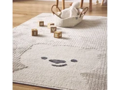 Alfombra infantil de osito en beige / crema