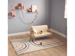 Alfombra infantil rainbow, interior crema y multicolor