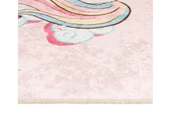 Alfombra infantil rosa 160x230 cm unicornio antideslizante lavable