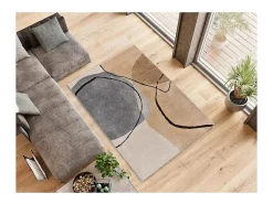 Alfombra interior - abstracto - beige / gris - 140 x 200 cm - LESSIA