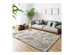 Alfombra interior - abstracto con relieve - crema / multicolor - 160 x 230 cm - AMARA