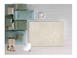 Alfombra interior - escandinavo con relieve - blanco - 200 x 290 cm - LINA