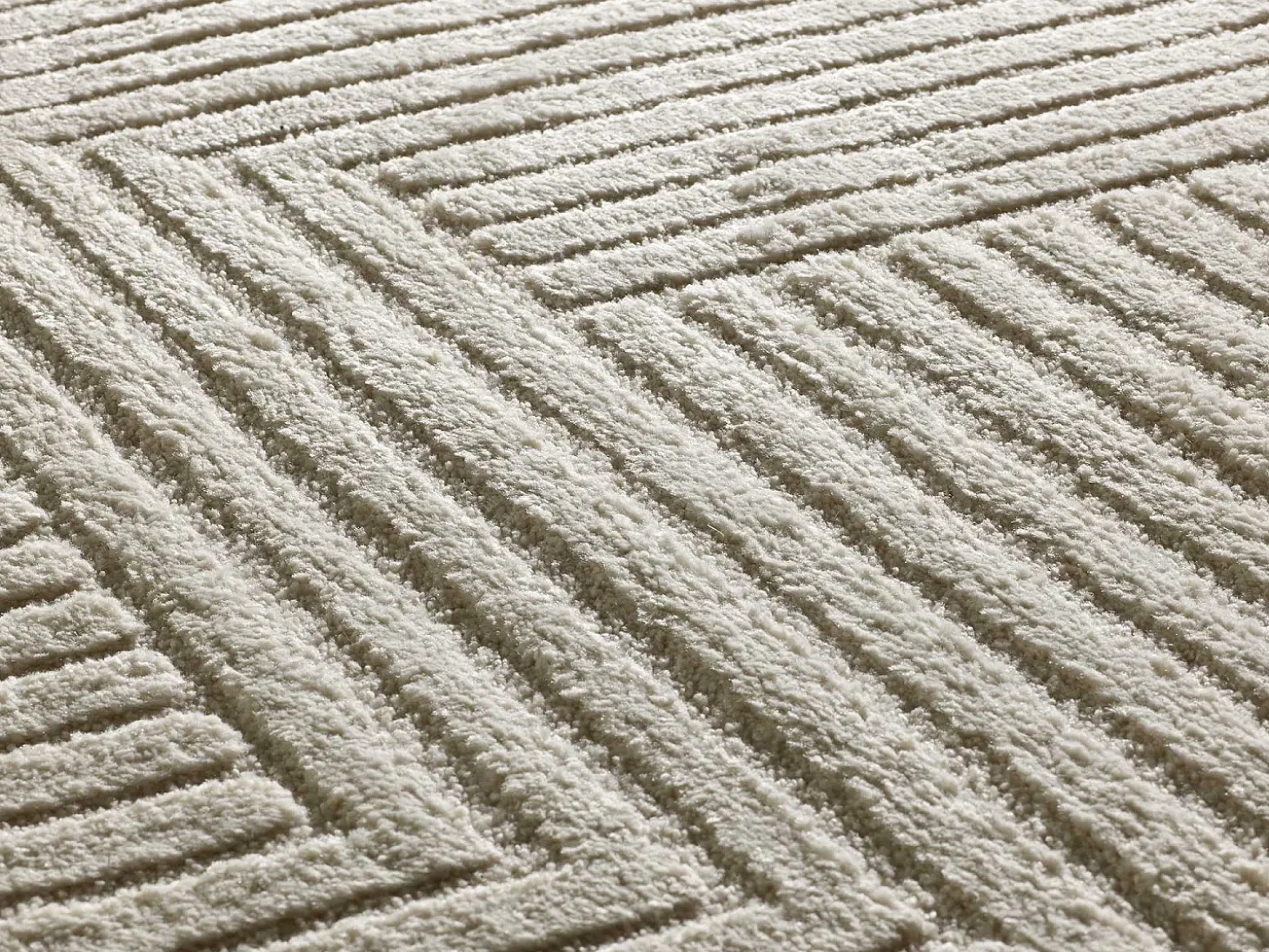 Alfombra interior - geométrico con relieve - crema - 120 x 170 cm - VERONA
