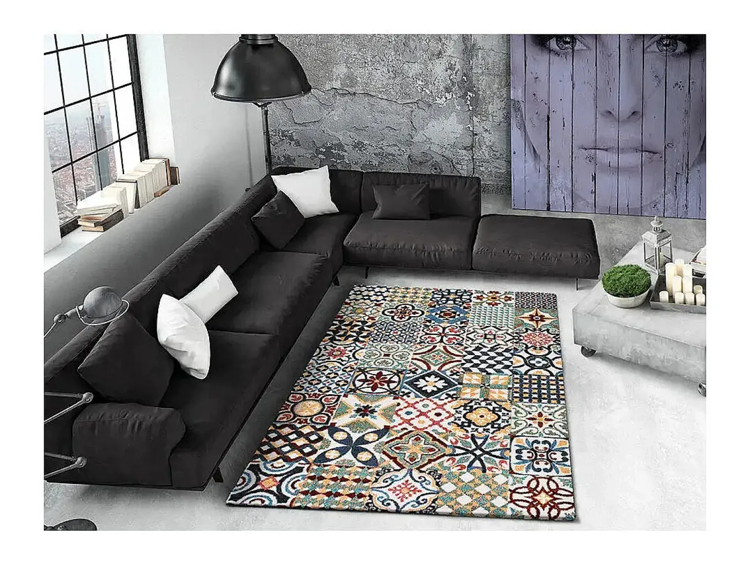 Alfombra interior - geométrico - multicolor - 140 x 200 cm - MOAR
