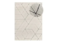 Alfombra interior - geométrico con relieve - blanco - 80 x 150 cm - TURIN