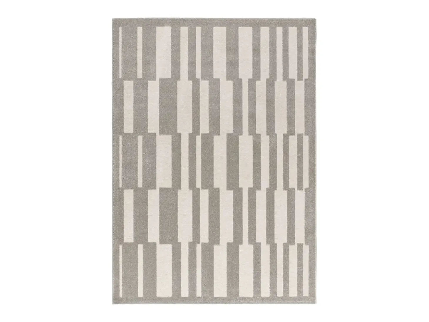 Alfombra interior - geométrico con relieve - gris / blanco - 133 x 190 cm - BARESA