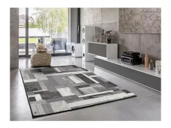 Alfombra interior - geométrico - gris - 133 x 190 cm - AMBER
