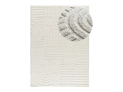 Alfombra interior - geométrico con relieve - blanco - 152 x 235 cm - JUNO