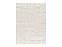 Alfombra interior - geométrico con relieve - blanco - 152 x 235 cm - JUNO