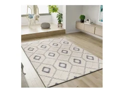 Alfombra interior - geométrico - azul / blanco - 160 x 230 cm - SIROCO