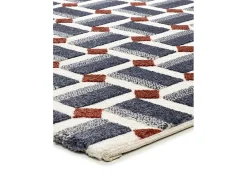 Alfombra interior - geométrico con relieve - azul / blanco - 160 x 230 cm - AMARA