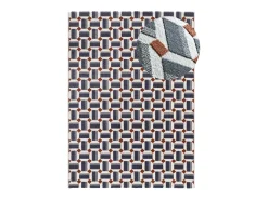 Alfombra interior - geométrico con relieve - azul / blanco - 160 x 230 cm - AMARA