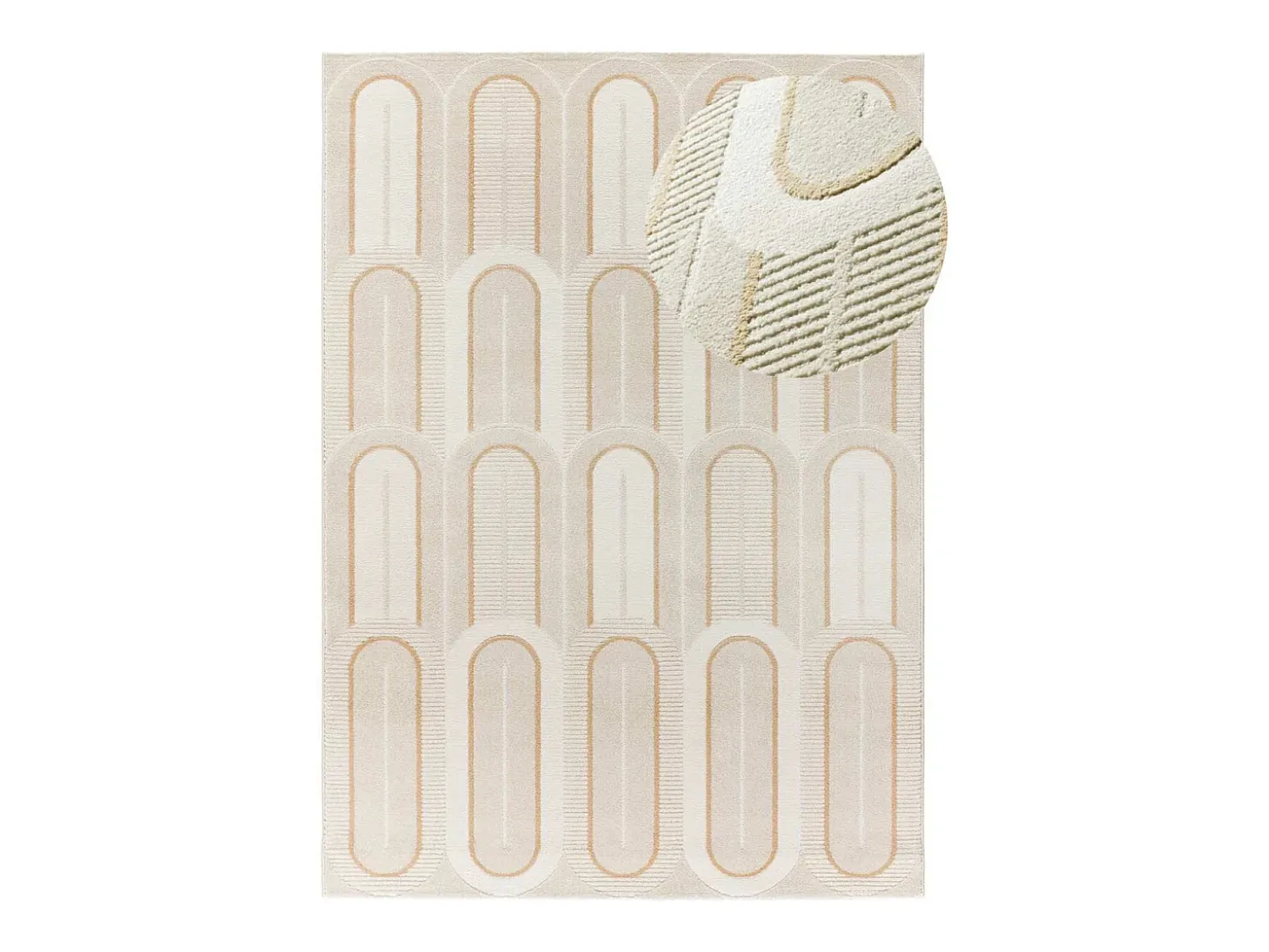 Alfombra interior - geométrico con relieve - blanco - 133 x 190 cm - FLORA