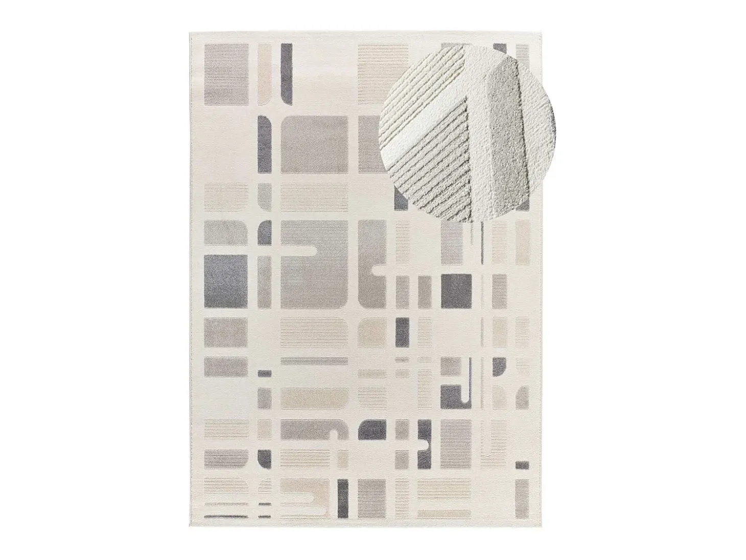 Alfombra interior - geométrico con relieve - plata - 133 x 190 cm - FLORA