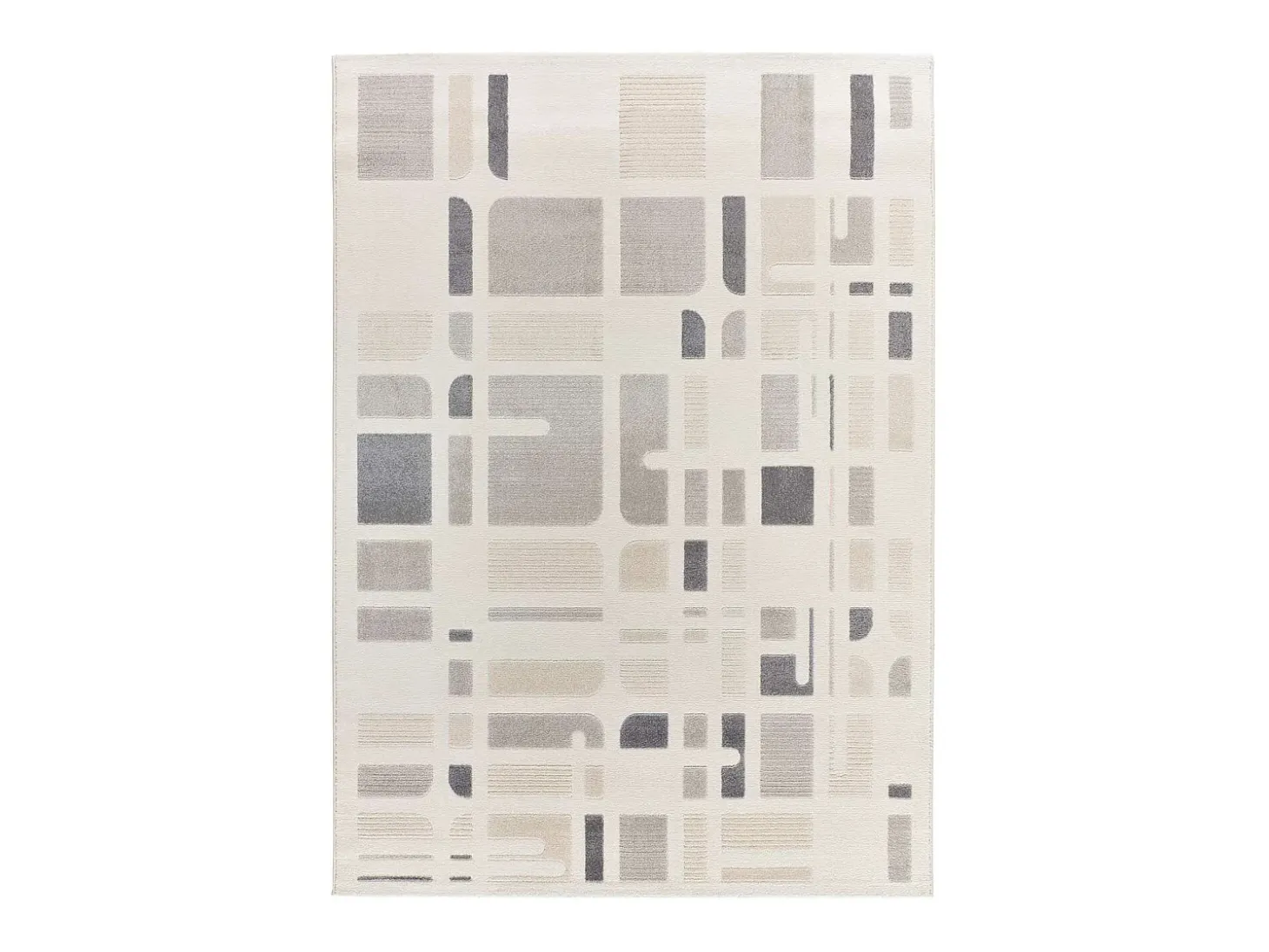 Alfombra interior - geométrico con relieve - plata - 133 x 190 cm - FLORA