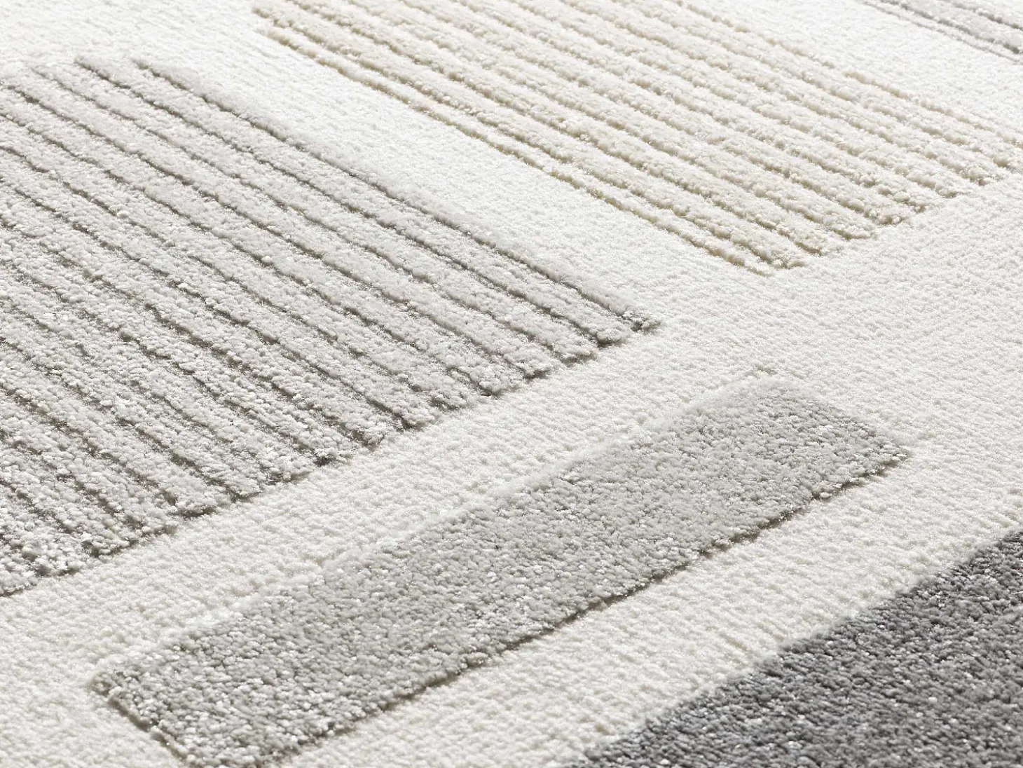 Alfombra interior - geométrico con relieve - plata - 133 x 190 cm - FLORA