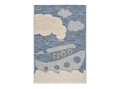 Alfombra interior - infantil barco - azul - 115 x 170 cm - CHINKY