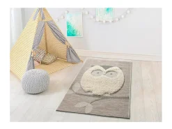 Alfombra interior - infantil buho - beige - 115 x 170 cm - CHINKY