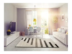 Alfombra interior - shaggy geométrico - beige / gris - 120 x 170 cm - SCENIC