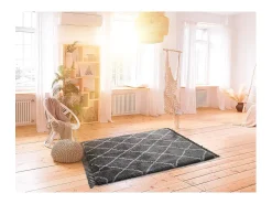 Alfombra interior - shaggy liso - gris - 140 x 200 cm - SAMIRA