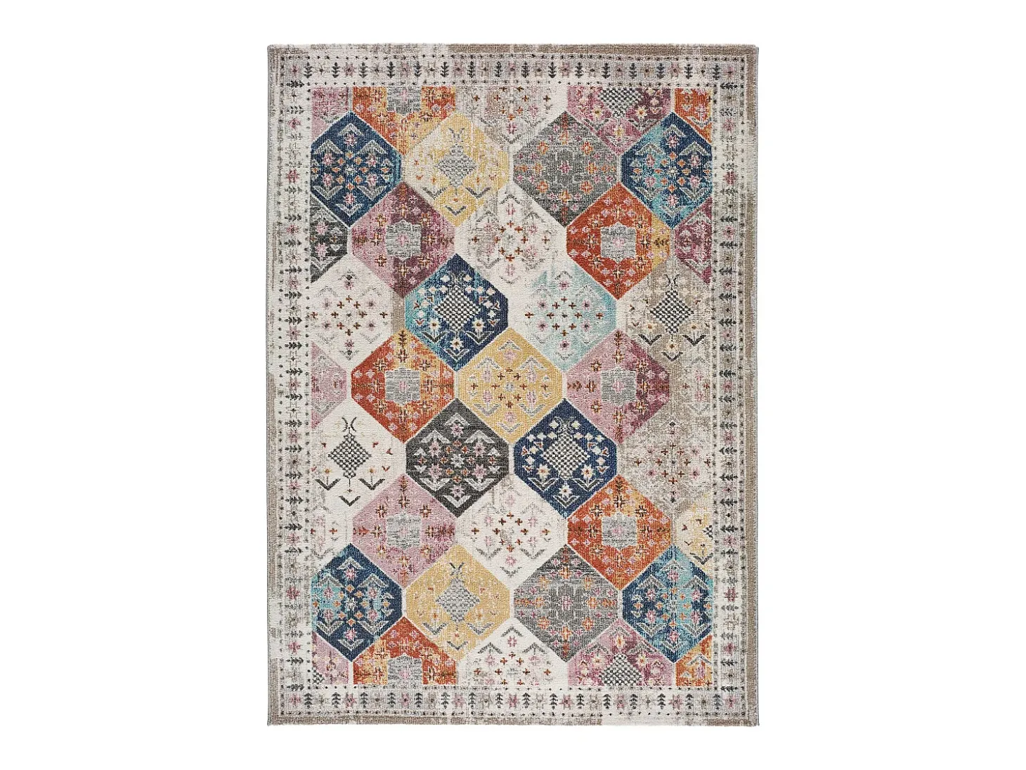 Alfombra interior - étnico - multicolor - 140 x 200 cm - MIRVA
