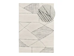 Alfombra interior - étnico con relieve - blanco - 120 x 170 cm - TURIN
