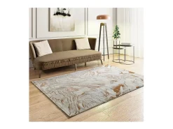 Alfombra interior - abstracto con relieve - beige / caldera - 77 x 150 cm - KEOPS