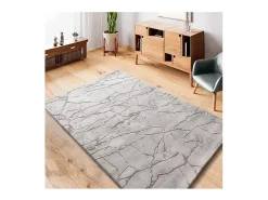 Alfombra interior - efecto marmol con relieve - gris - 77 x 150 cm - ORIS
