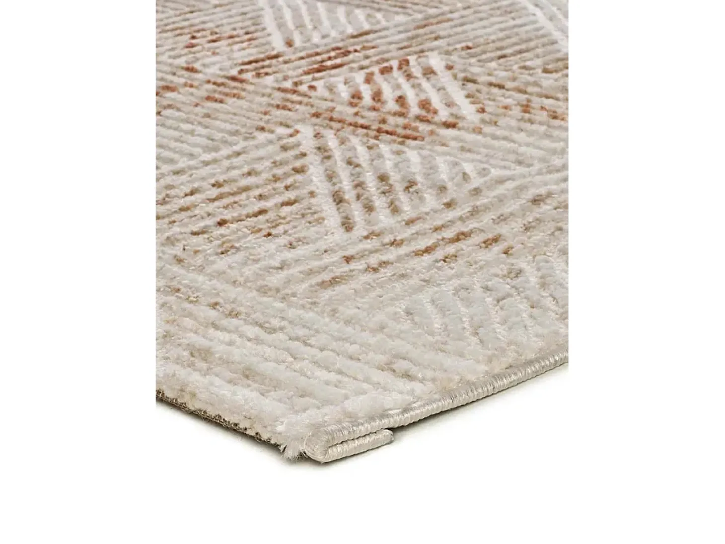 Alfombra interior - geométrico con relieve - beige / caldera - 192 x 290 cm - KEOPS