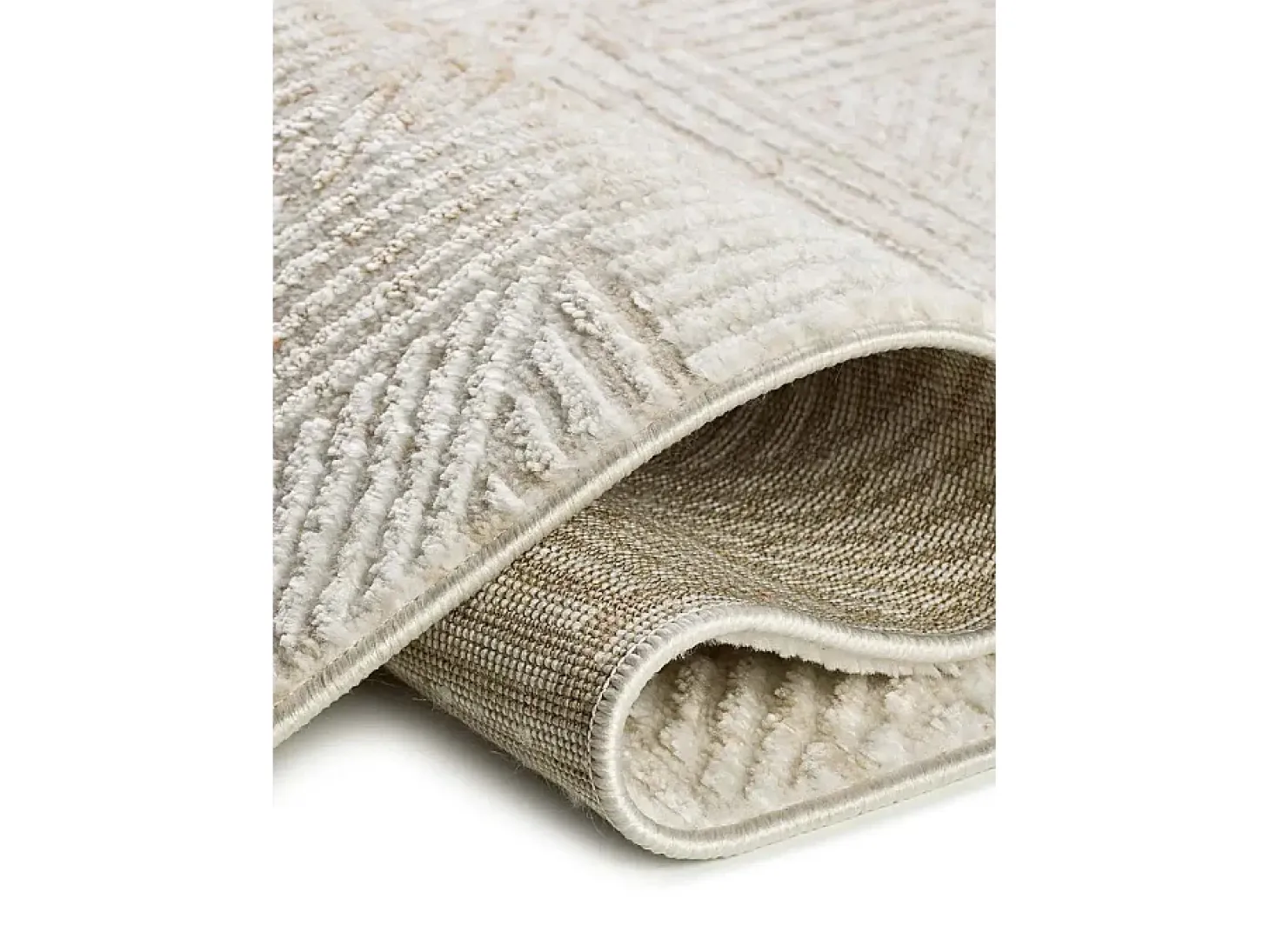 Alfombra interior - geométrico con relieve - beige / caldera - 192 x 290 cm - KEOPS
