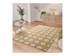 Alfombra interior - geométrico - mostaza / rosa - 120 x 170 cm - FLASHY