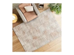 Alfombra interior - geométrico con relieve - beige / caldera - 134 x 200 cm - KEOPS