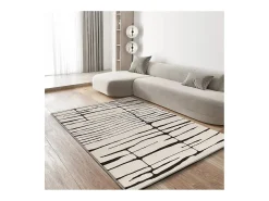 Alfombra interior - moderno - blanco / negro - 133 x 190 cm - RETRO