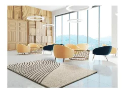 Alfombra interior - shaggy abstracto - blanco / negro - 160 x 230 cm - LUSH