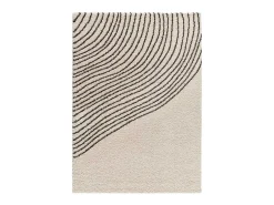 Alfombra interior - shaggy abstracto - blanco / negro - 120 x 180 cm - LUSH