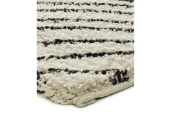 Alfombra interior - shaggy abstracto - blanco / negro - 80 x 150 cm - LUSH