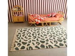 Alfombra interior con flecos diseño moteado