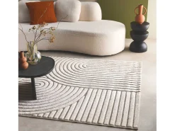 Alfombra interior motivo étnico arcos beige y crema
