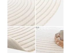 Alfombra interior redonda con relieve en color crema crema