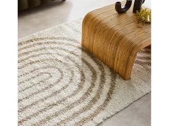 Alfombra interior shaggy con diseños geométricos arco iris beige beige