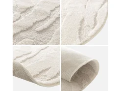 Alfombra interior shaggy galet motivo geométrico beige crema