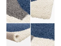 Alfombra interior shaggy de motivos geométricos multicolor