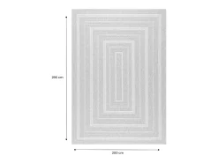 Alfombra interior/exterior efecto tela de yute beige con motivos