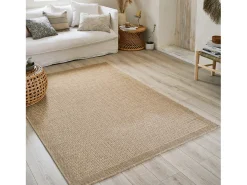 Alfombra interior/exterior efecto tela de yute beige
