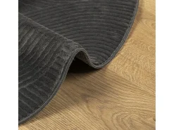 Alfombra IZA de pelo corto de estilo escandinavo en color antracita Ø 80 cm