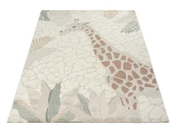 Alfombra Jungle Kids Habitación Infantil 3D Resistente - Crema - 80x150 cm