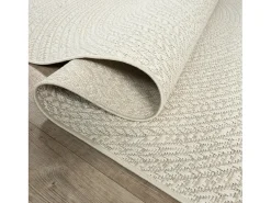 Alfombra Kansas Exterior Interior Aspecto Yute Resistente intemperie - Crema - 80 x 250 cm