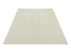 Alfombra Kansas Exterior Interior Aspecto Yute Resistente intemperie liso - Crema - 120 x 170 cm