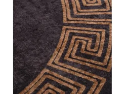 Alfombra lavable antideslizante negro y dorado Ø 200 cm