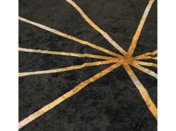 Alfombra lavable antideslizante negro y dorado 190x300 cm